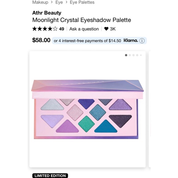 Limited Edition Athr Beauty Moonlight Crystal Eyeshadow Palette Eye Makeup - Picture 10 of 10